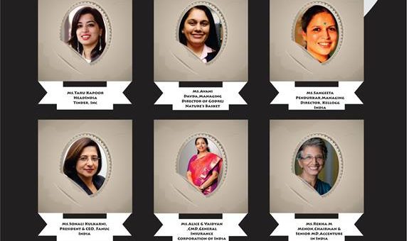 Rekha M Menon of Accenture India, Alice G Vaidyan of GIC, Sonali Kulkarni of Fanuc India, Sangeeta Pendurkar of Kellogg India, Avani Davda of Godrej Nature’s Basket & Taru Kapoor,Head of Tinder are in race for Innovative Women CEO of the Year 2017 at India Leadership Conclave 2017